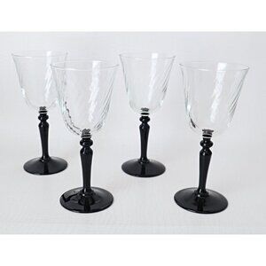 4 Vintage LUMINARC Optic Swirl Wine Glasses France Barware